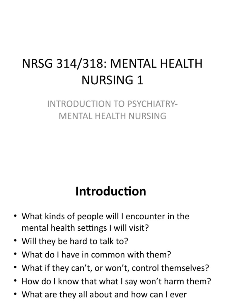 Introduction to Mental Health Nursing | PDF | Mental Disorder | Mental ...