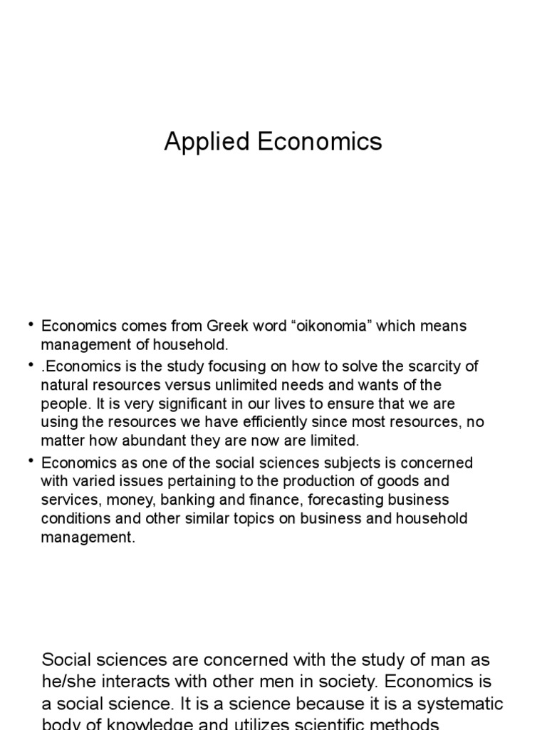 Understanding Applied Economics Concepts | PDF | Economics | Capitalism