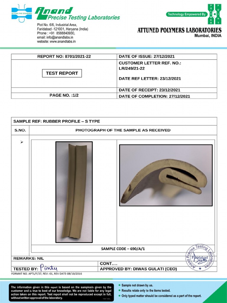 Rubber Test Report PDF