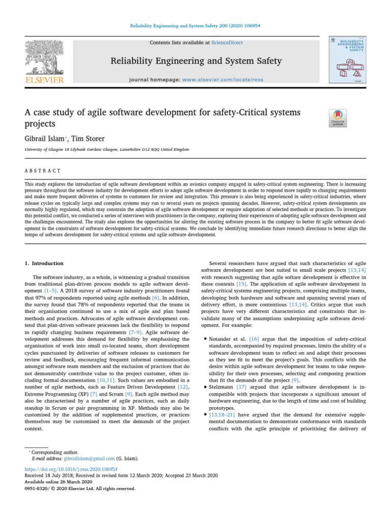 Reliability Engineering and System Safety Sciencedirect PDF Agile