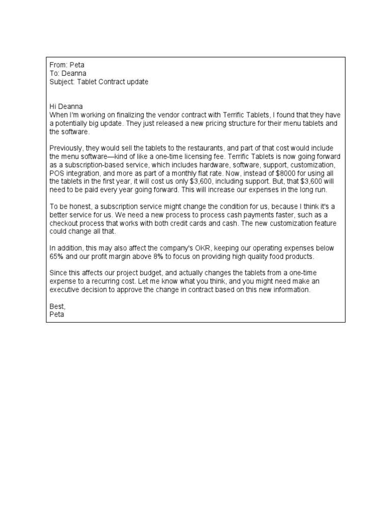 Activity Template - Senior Stakeholder Email | PDF | Business