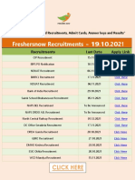 Freshersnow Recruitments - 19.10.2021: Click Here