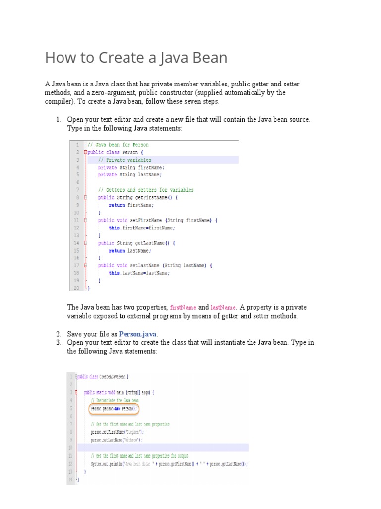 How To Create A Java Bean PDF