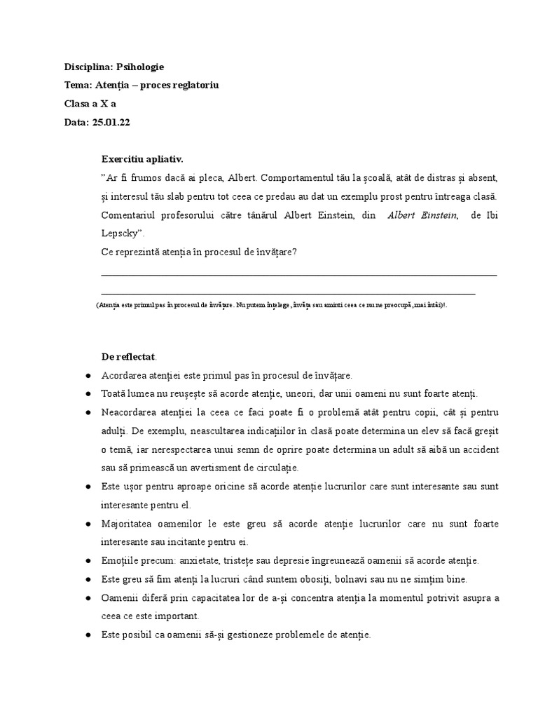 Atentia Definitia Si Formele Atenției | PDF