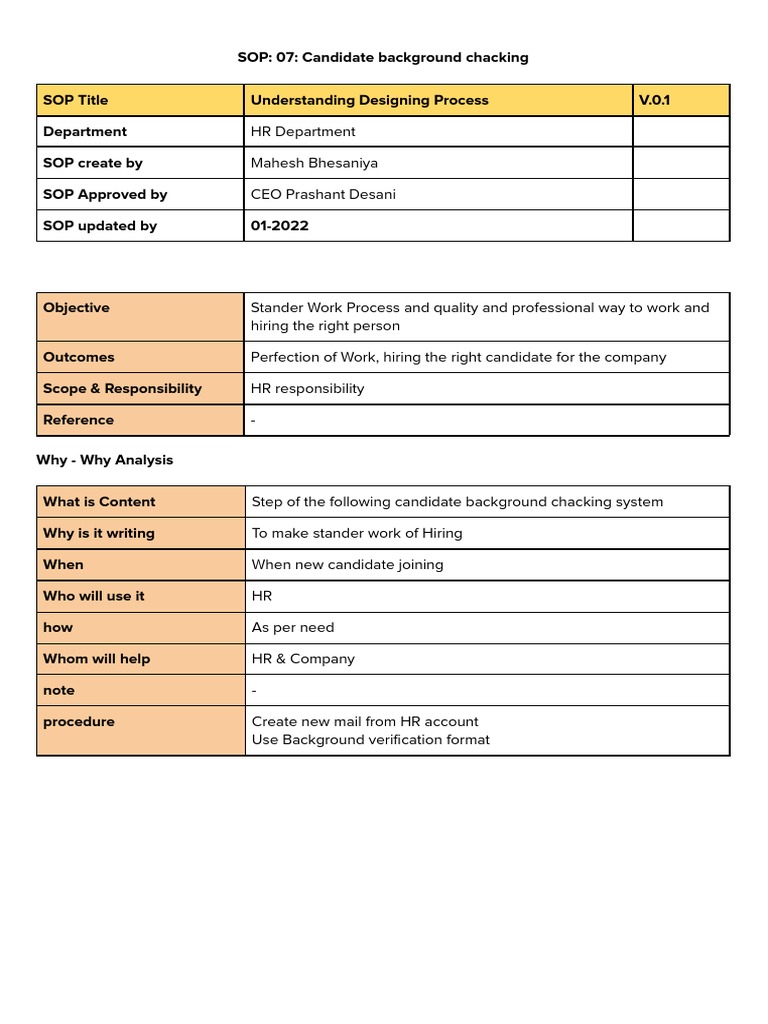 Candidate Background Checking SOP | PDF | Business