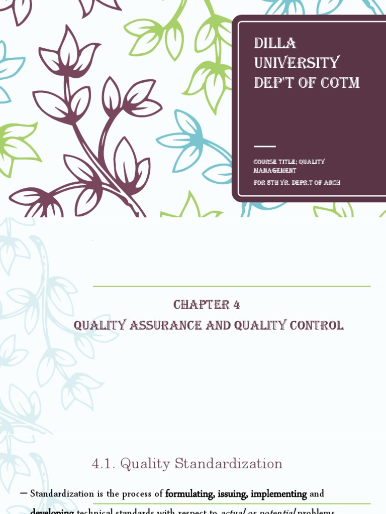 QM CH 4 | PDF | Standardization | Quality Assurance