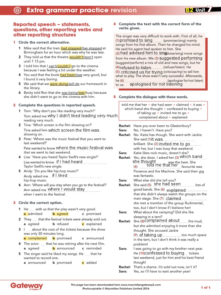 B2 UNIT 7 Extra Grammar Practice Revision | PDF