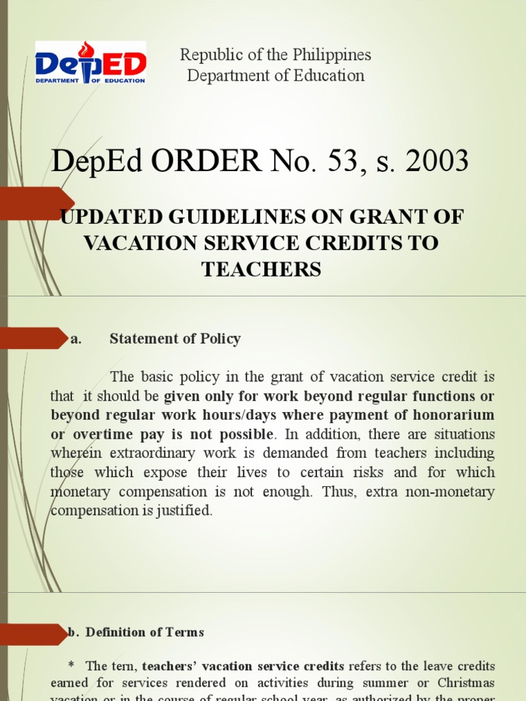 Updated Guidelines on Teacher Service Credits | PDF | Teachers | Justice