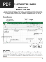 Introduction To Excel 2016