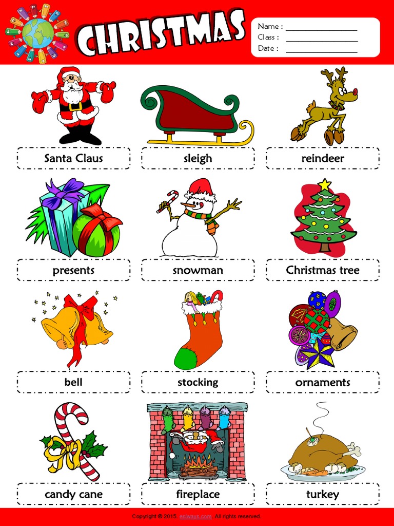 Christmas Esl Picture Dictionary For Kids  PDF