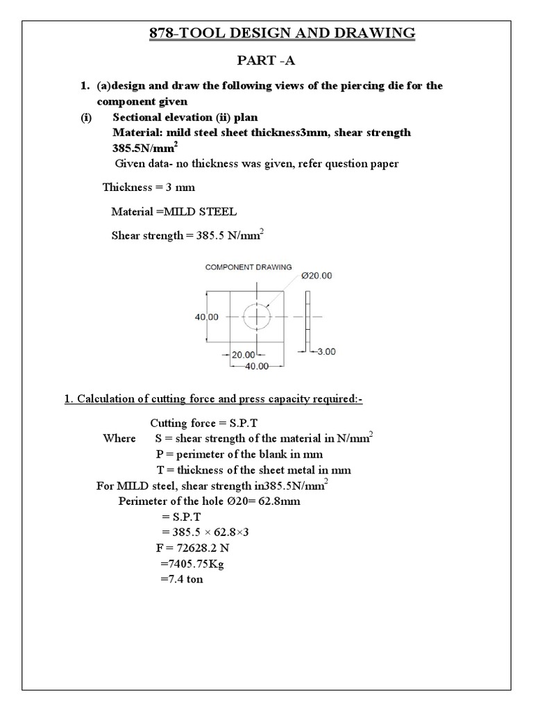 878Tool Design and Drawing Part A PDF Sheet Metal Engineering