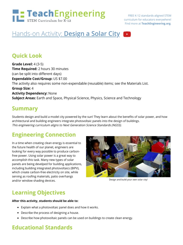 Design A Solar City - Activity - TeachEngineering