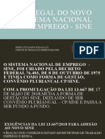 Base legal do novo Sistema Nacional de Emprego - SINE