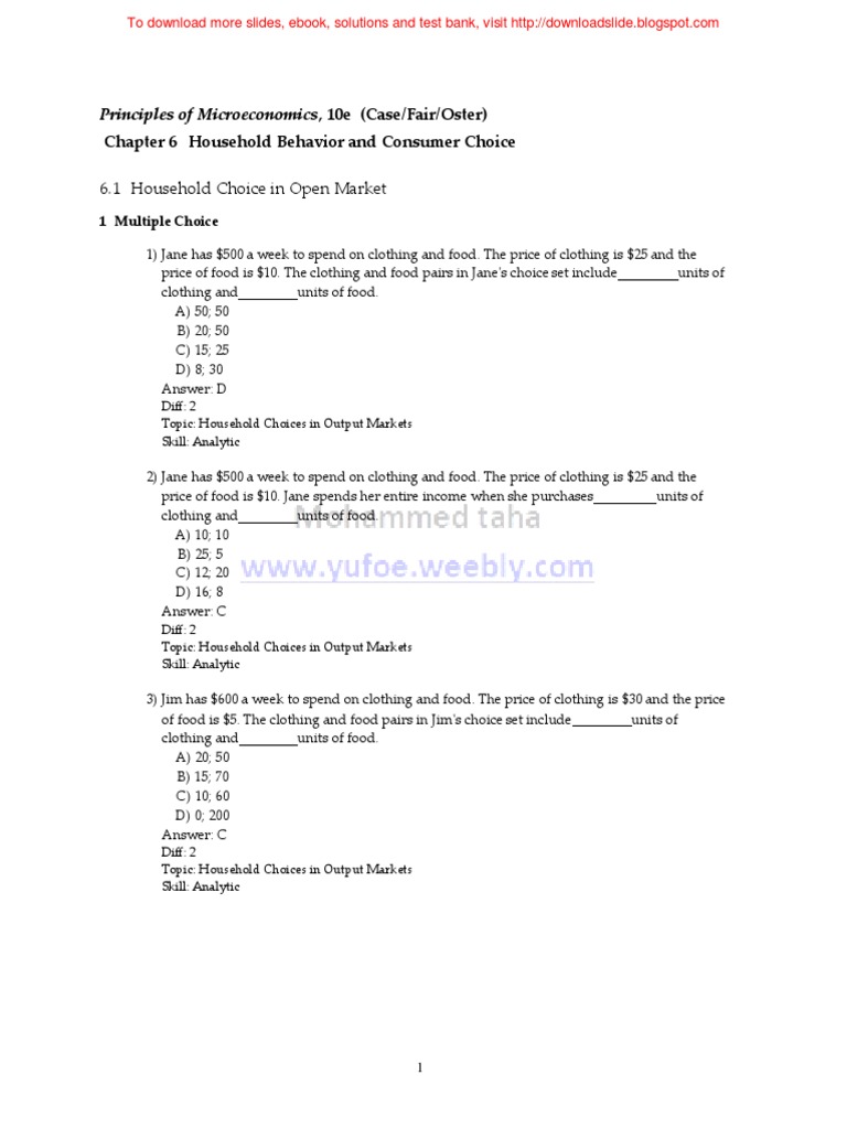 Chapter 6 Household Behavior and Consumer Choice | PDF | Utility ...