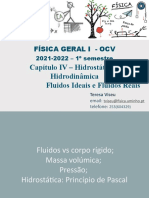 Física Geral I - OCV - 2021-22 - Cap4 - Hidrostática e Hidrodinâmica