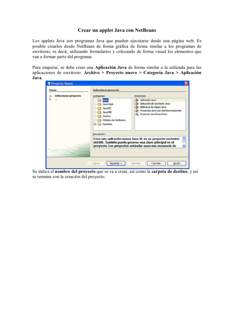Crear JApplet | PDF | Java (lenguaje de programación) | HTML