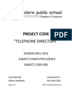 Project Code: "Telephone Directory"