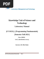 Knowledge Unit of Science and Technology: Laboratory Manual (CC1021L) : (Programming Fundamentals) (Semester Fall-2021)