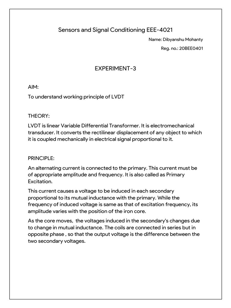 Sensors and Signal Conditioning EEE4021 Name Dibyanshu Mohanty Reg