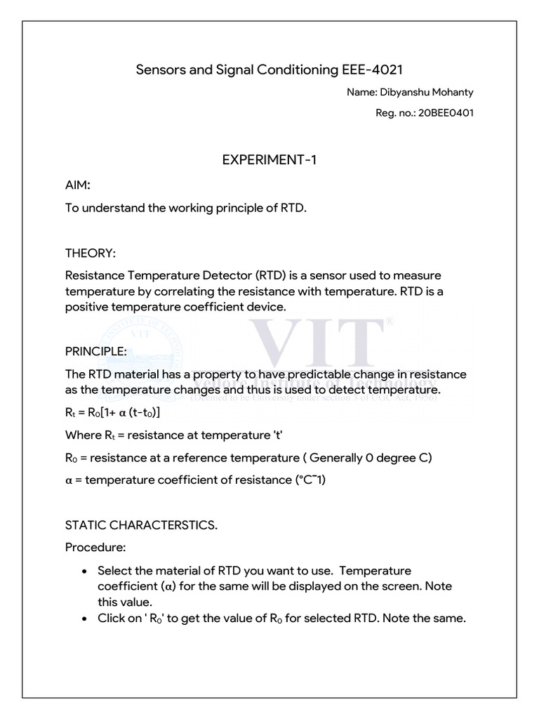 Sensors and Signal Conditioning EEE4021 Name Dibyanshu Mohanty Reg