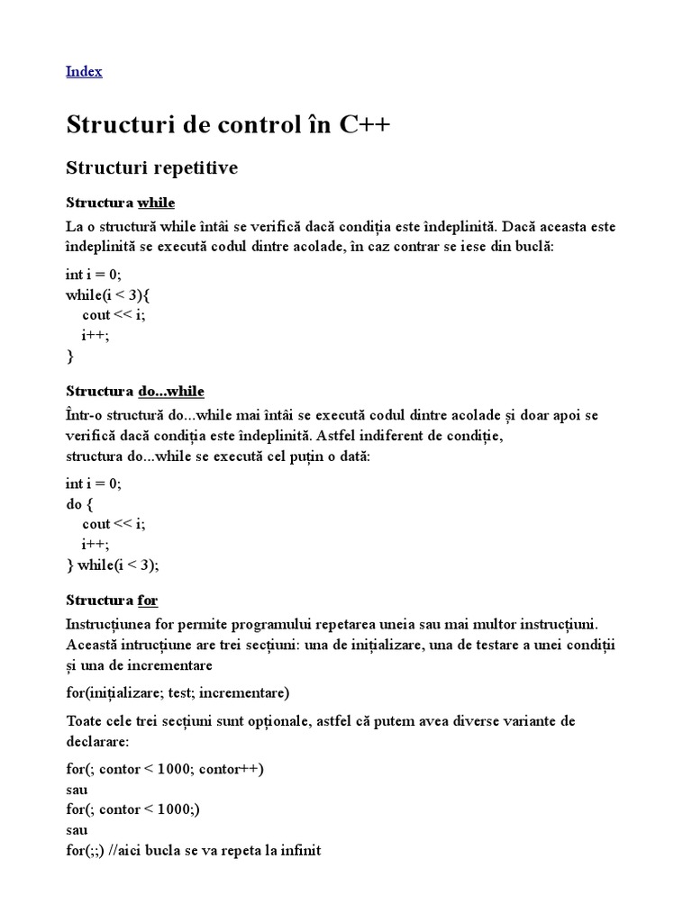 Structuri de Control În C++ | PDF