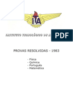 Provas resolvidas ITA 1983 Física Química Português Matemática