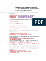 Reserve Requirement/Deposit Expansion AND BANK BALANCE SHEET PRACTICE Questions - Show Your Work and Answer in The Space Provided