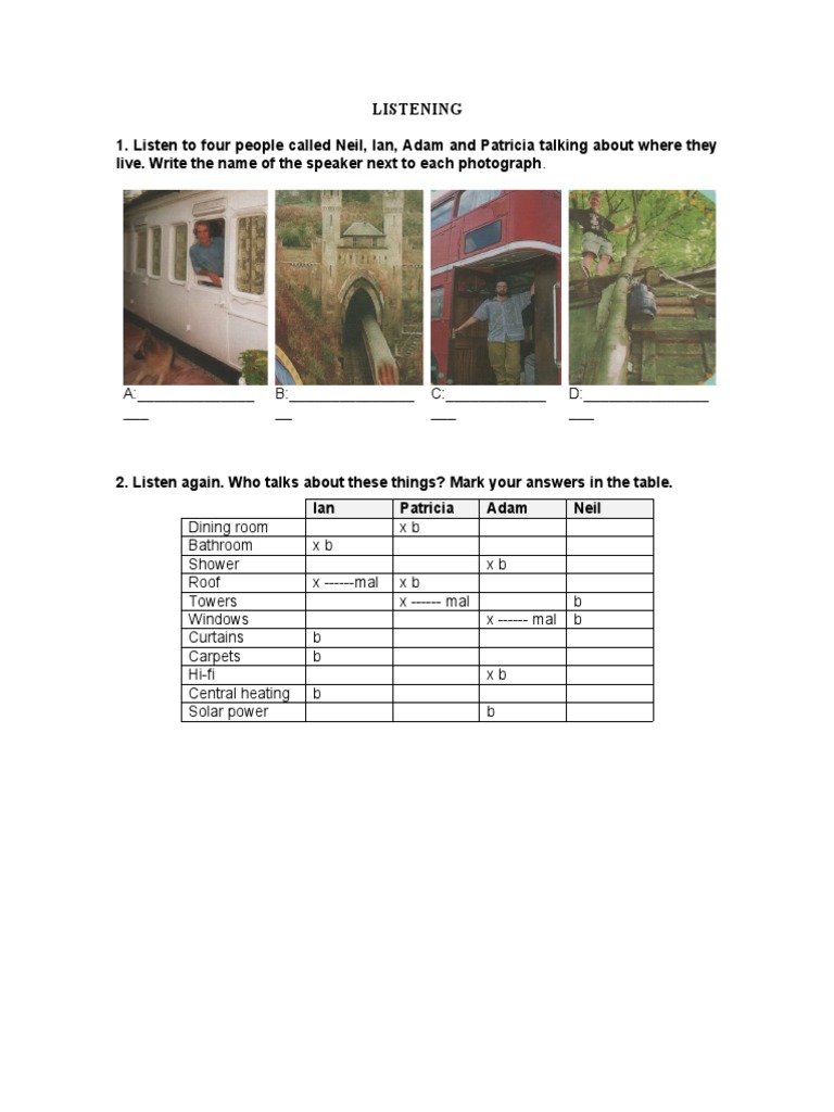 Unique Homes Listening Activity | PDF | Language Arts & Discipline ...