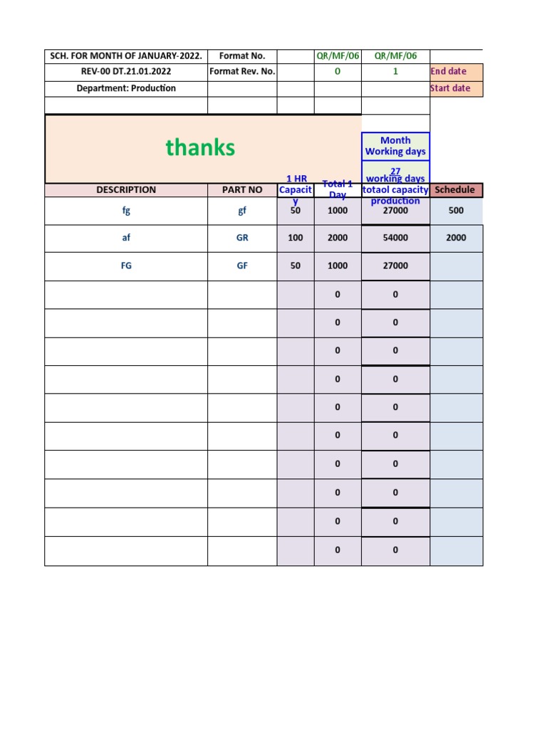Capacity Production Planing Pdf Workweek And Weekend Economies
