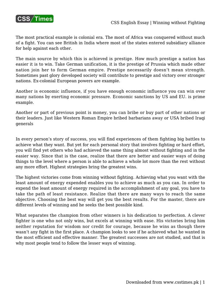 Css english essay winning without fighting pdf german empire