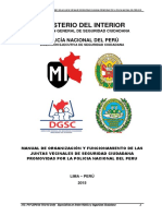 Manual de Organizacion y Funcionamiento de Las Juntas Vecinales de Seguridad Ciudadana, Promovidas Por La Policia Nacional Del Peru-2015.