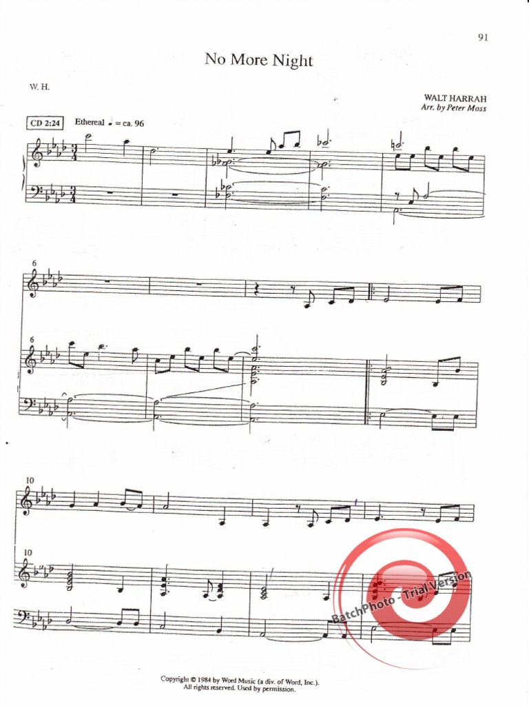 No more night - sheet music
