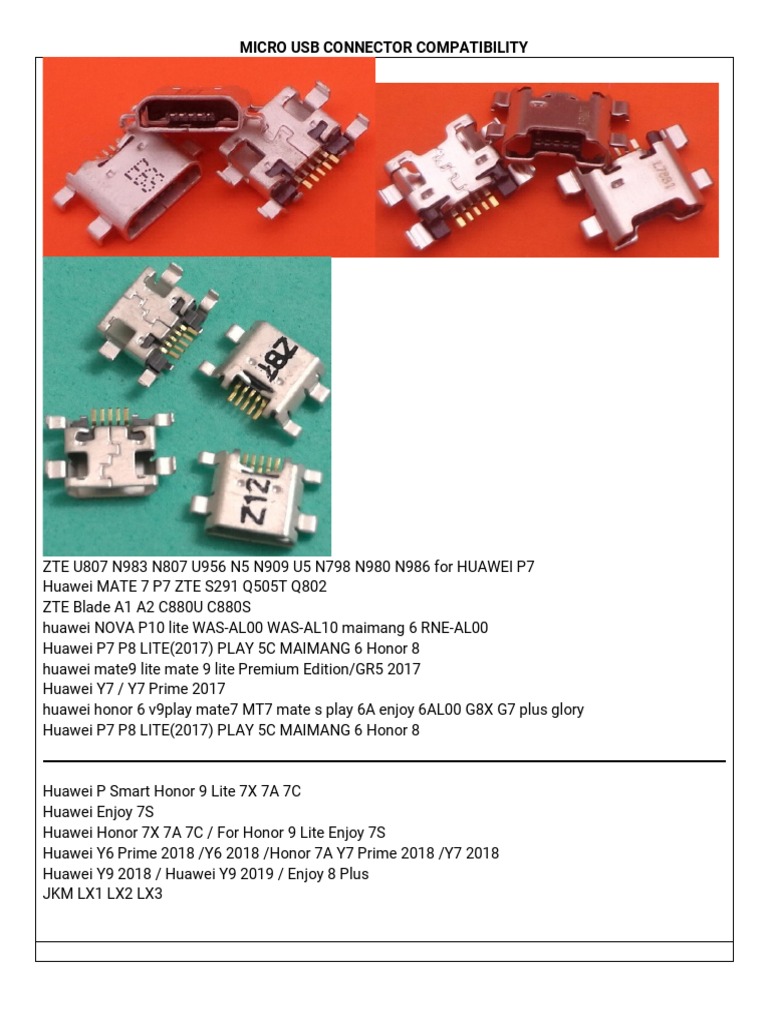 Micro Usb Connector Compatibility | PDF | Consumer Electronics ...