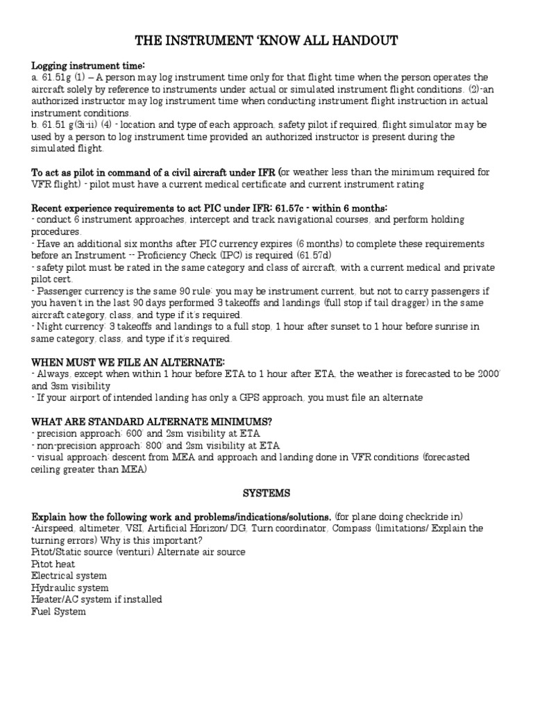 The Instrument Know It All | PDF | Instrument Flight Rules | Air ...