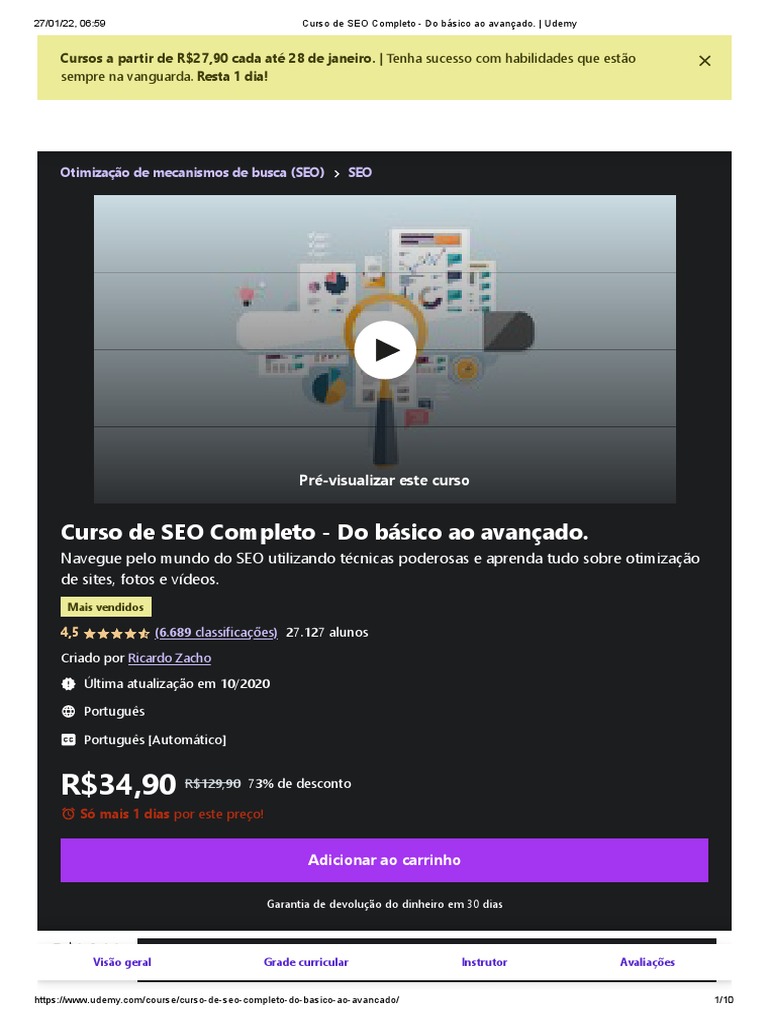 Curso de SEO Completo - Do Básico Ao Avançado. - Udemy | PDF | SEO ...