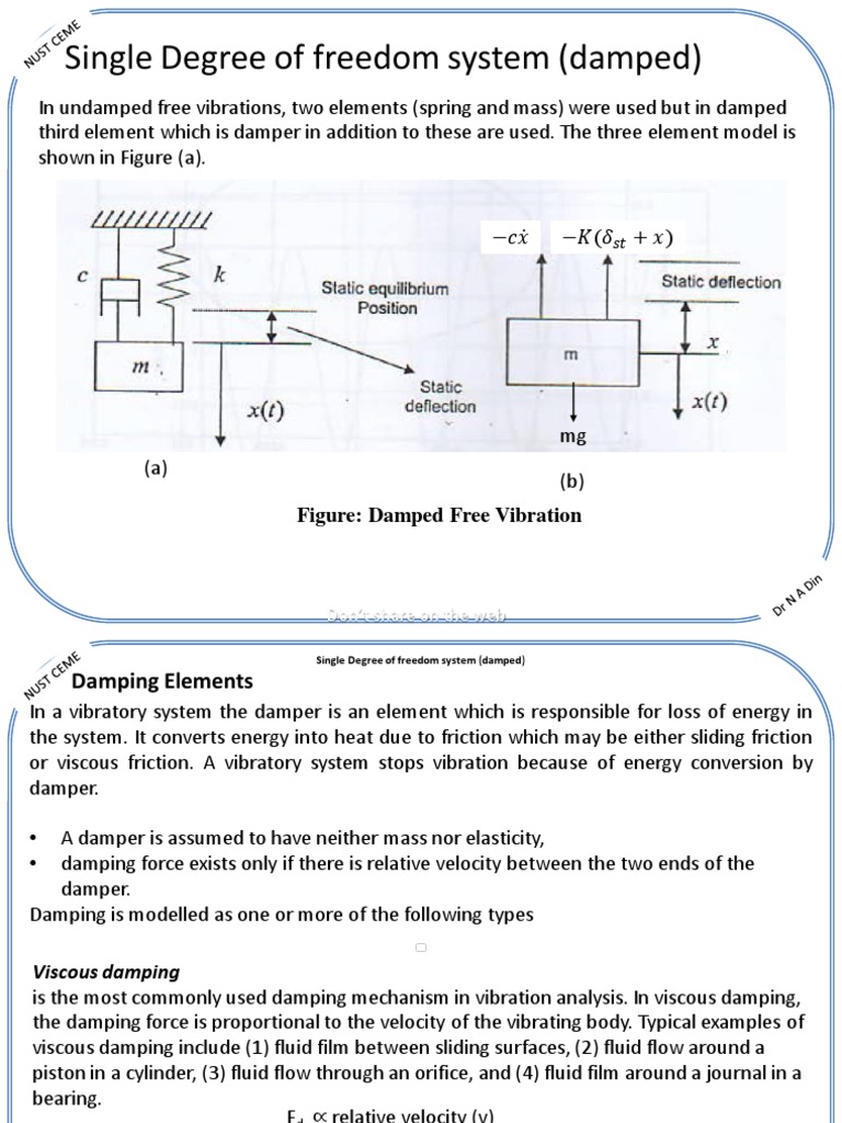 Single Degree of Freedom System (Damped) | PDF | Damping | Metrology