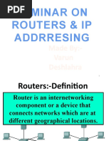 Seminar On Routers & Ip Addrresing: Made By:-Varun Deshlahra