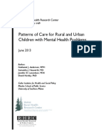Patterns of Care For Rural and Urban Children With Mental Health Problems