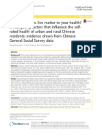 Does Where You Live Matter To Your Health? Investigating Factors That Influence The Self-Rated Health of Urban and Rural Chinese Residents: Evidence Drawn From Chinese General Social Survey Data