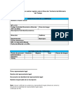 Formato Sugerido de Registro Dirección Territorial Ministerio Del Trabajo