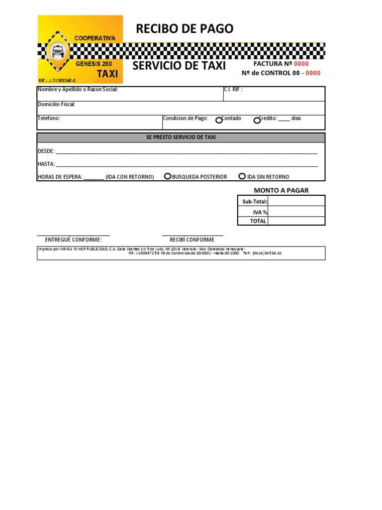 Factura De Taxi