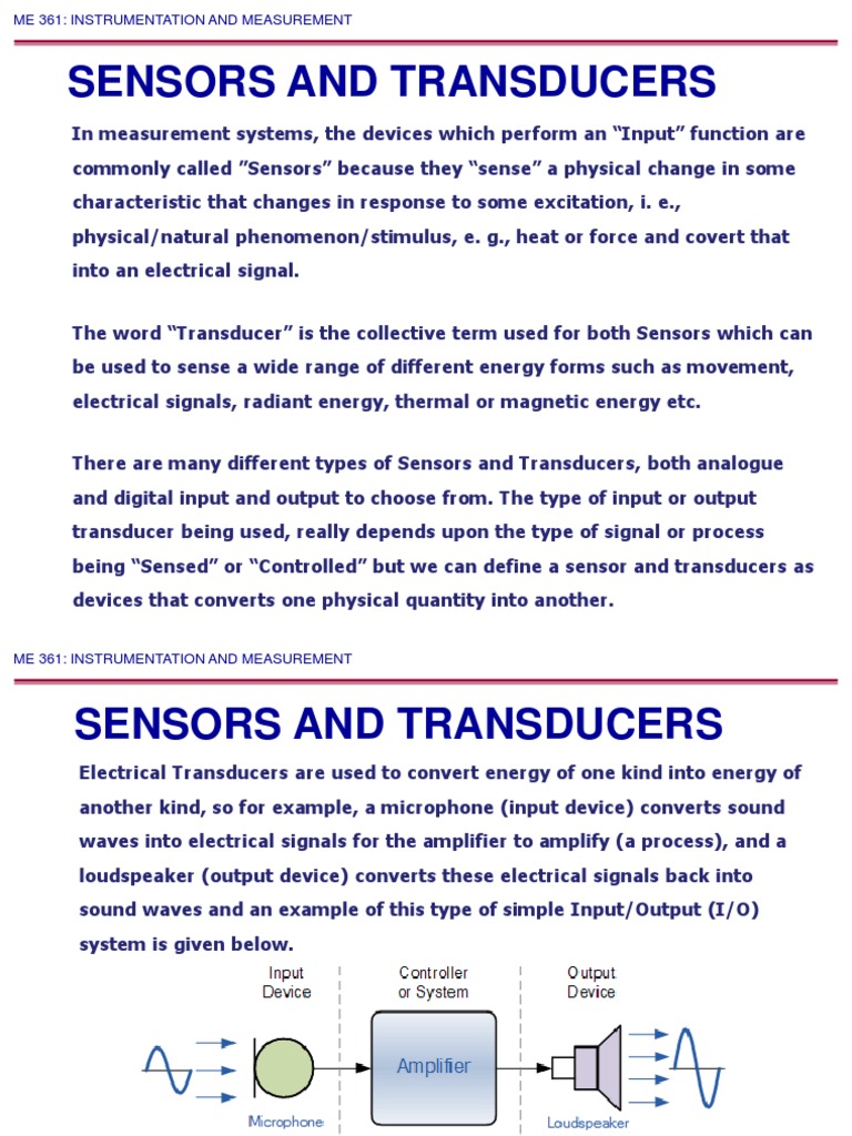 Sensors and Transducers Overview | PDF | Sensor | Instrumentation