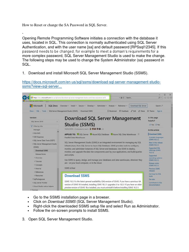 How To Reset or Change The SA Password in SQL Server | PDF | Career ...