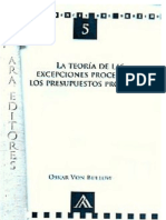 Oskar Von Büllow - La Teoría de Las Excepciones Procesales y Los Presupuestos Procesales-Ara Editores (2008)