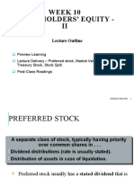 Week 10 Stockholders' Equity - II: Lecture Outline
