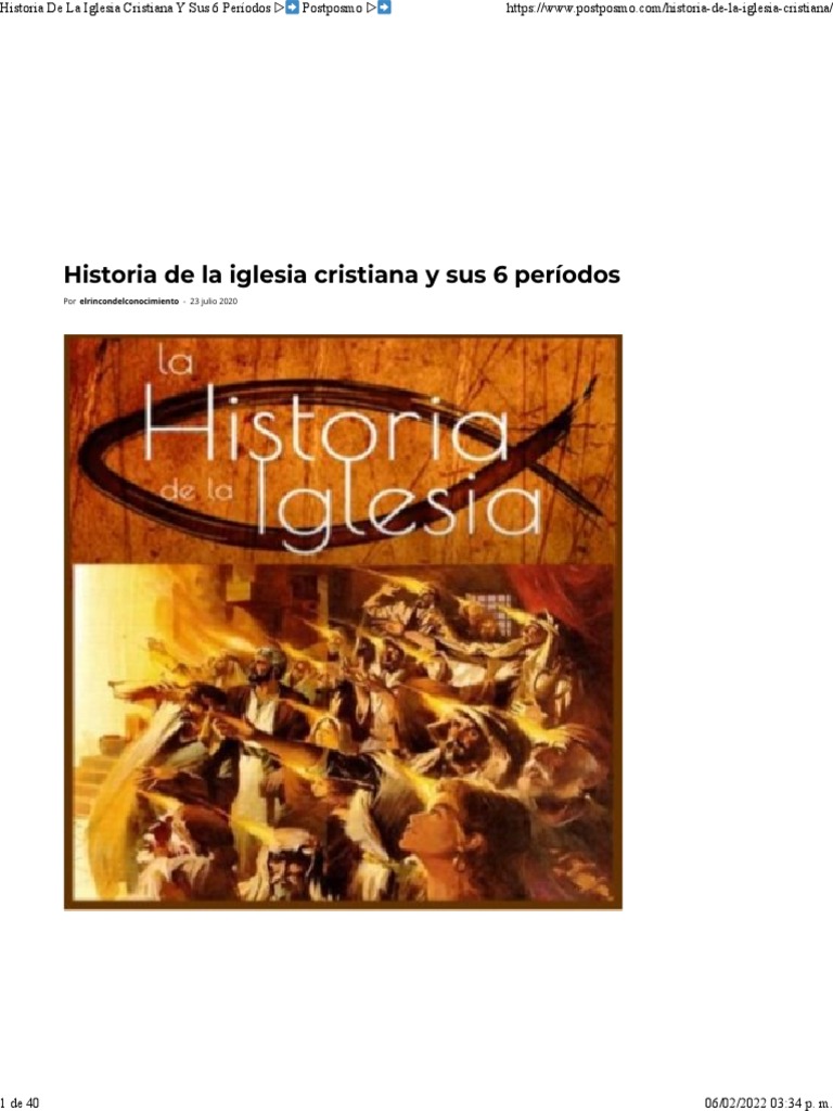 Historia de La Iglesia Cristiana Y Sus 6 Períodos | PDF | Iglesia ...