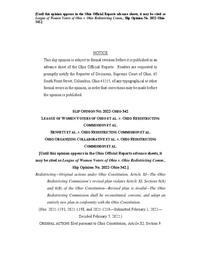 Ohio Supreme Court House and Senate Map Second Ruling | PDF | American ...