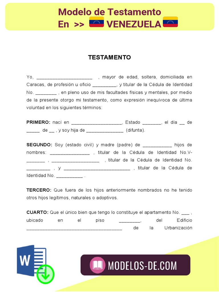 Modelo De Testamento Simple