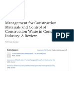 Management For Construction Materials and Control of Construction Waste in Construction Industry: A Review