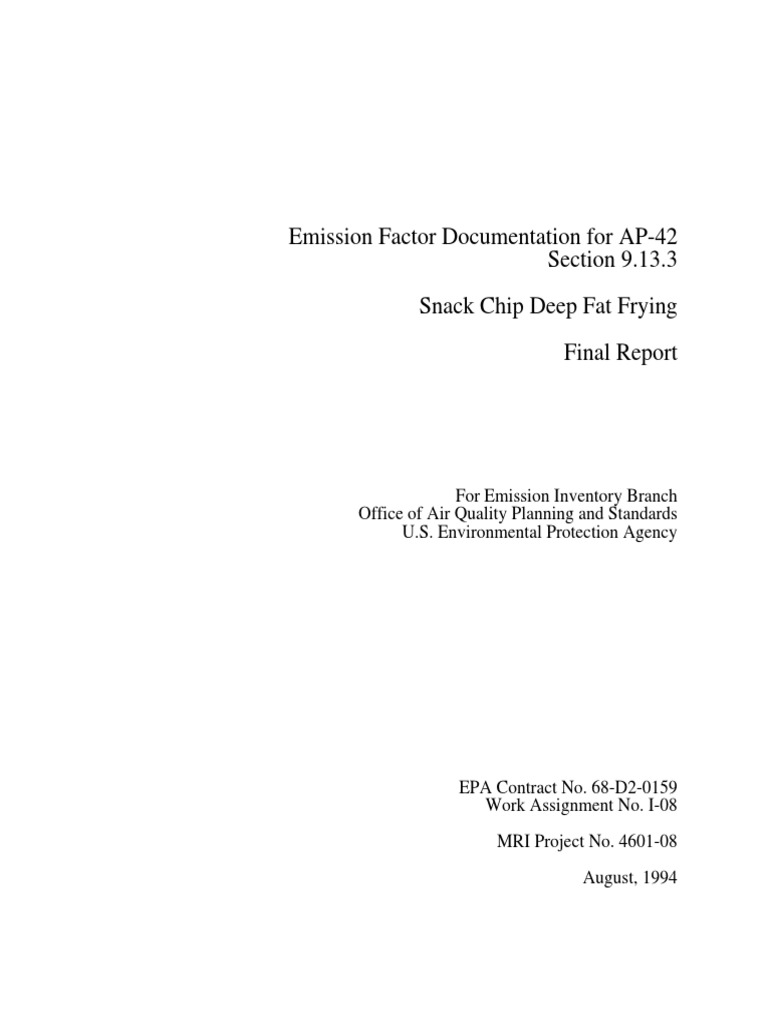 Snack Chip Deep Fat Frying PDF Volatile Organic Compound Air
